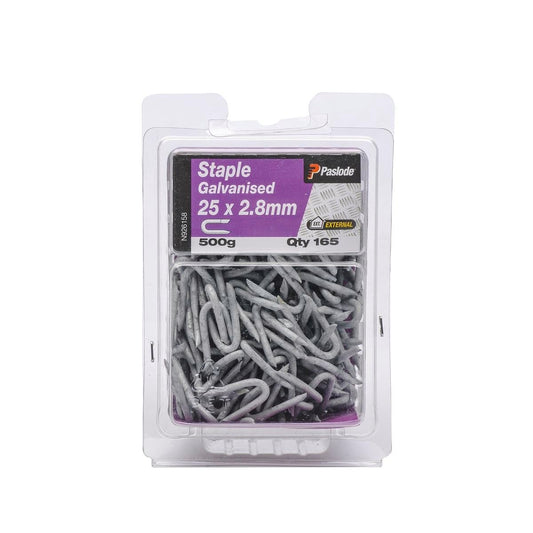 Paslode Galvanised Staple Nail 25mm x 2.8mm 500g Durable Fixing - Auzzistore