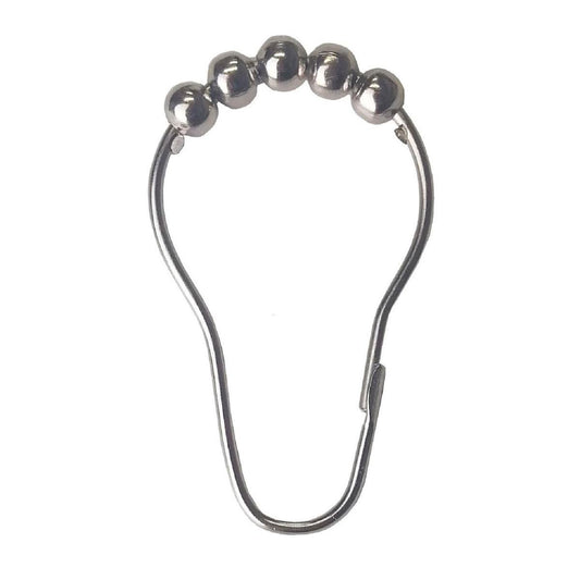 Barelli Chrome Shower Curtain Rings with Rollers - 12 Pack - 15mm x 8mm x 5mm