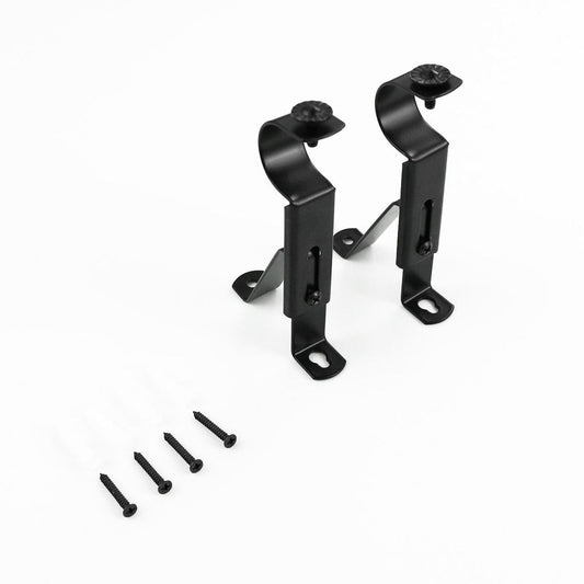 Windoware 25mm Black Adjustable Curtain Bracket 2 Pack - Metal Support - Auzzistore
