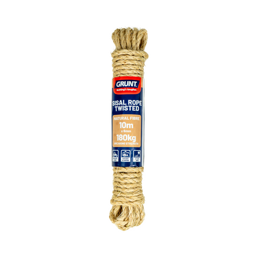 Grunt Sisal Twisted Rope 6mm x 10m Natural Fibre High Strength - Auzzistore