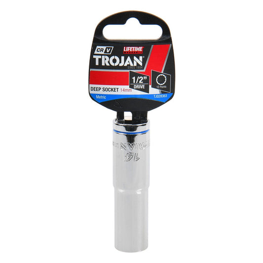Trojan 14mm Deep Socket 1/2" Drive - Polished Chrome Vanadium - 12 Point – view 2 - Auzzistore