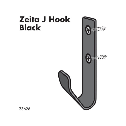 Adoored Black Zieta Deco Hook - 1 Piece - 29mm x 39mm x 70mm – view 2
