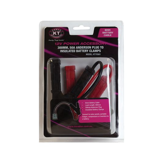 Kt Solar HD Connector 50A to Battery Clamps KT70561 - 300mm - Black - 200A Insulated Clamps – view 2 - Auzzistore