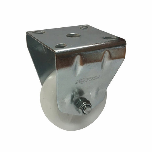 Move It 50mm White Polypropylene Fixed Plate Castor - Durable - 40kg Load Capacity - Auzzistore