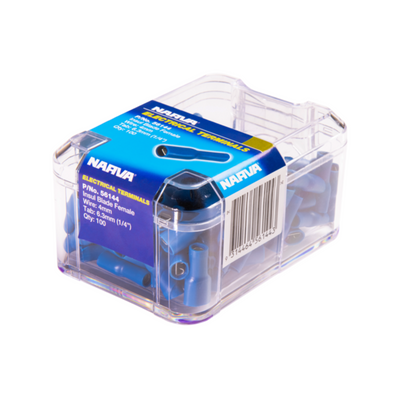 Narva Blue Double Crimped Female Blade Terminal 4mm 100 Pack