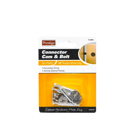 Prestige Minifix Connector - 42mm - Zinc Alloy - Concealed Fixing - 4 Pack - Auzzistore