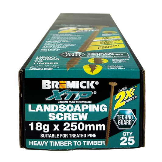 Bremick Xtp Landscape Screw 18g x 250mm - 25 Pack - T40 Drive - Corrosion Resistant - Auzzistore