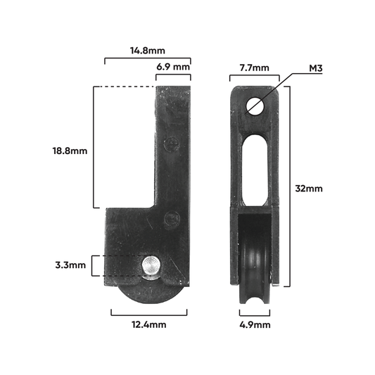 Rolltrak Adjustable Nylon Carriage - 15mm x 35mm - Nylon - 2 Pack - 8kg Load Rate – view 2 - Auzzistore
