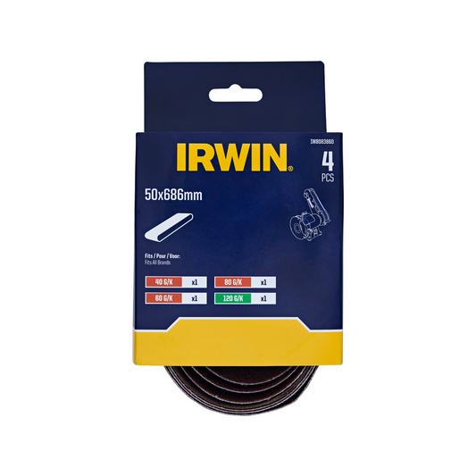 Irwin Sanding Belts 4 Pack - 50 x 686mm - Mixed Grit - Aluminium Oxide - Auzzistore
