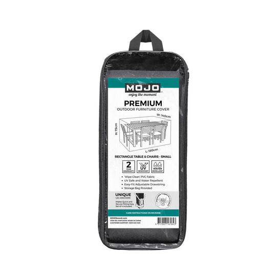Mojo Small Premium Rectangle Table and Chairs Cover - 1800mm x 750mm x 1400mm - UV Resistant, Water Repellent - Auzzistore