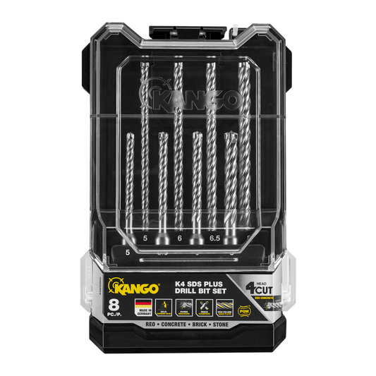 Kango K4 SDS Plus Drill Bit Set - 8 Piece - Solid Carbide - Durable Performance - Auzzistore