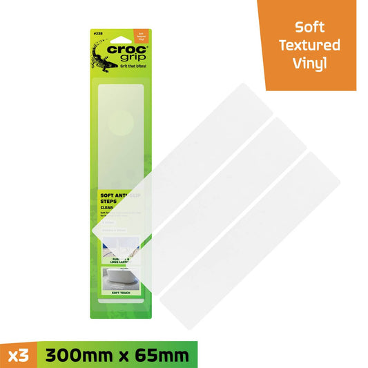 Croc Grip Clear Soft Textured Steps 300mm x 65mm Vinyl Anti-Slip – view 2 - Auzzistore