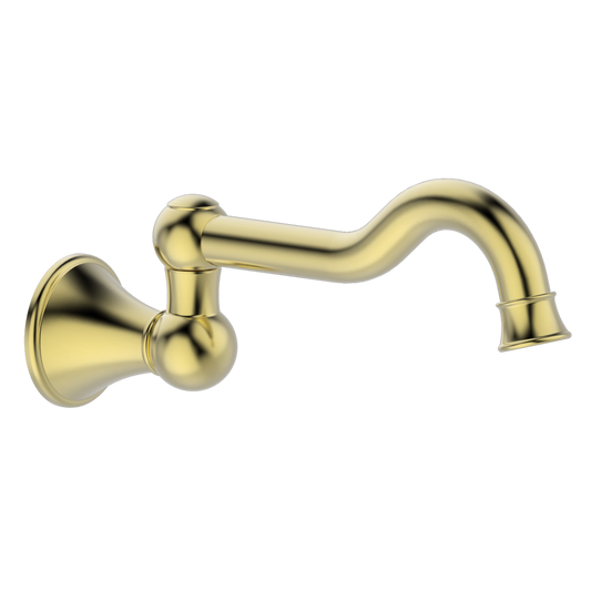 Mondella Brushed Brass Maestro Classic Swivel Bath Spout - 243mm - Lead-Free Brass