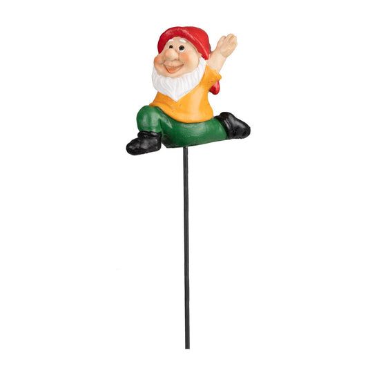 Northcote Pottery Yoga Gnome Garden Stake - 5 x 15cm - Red & Tangerine