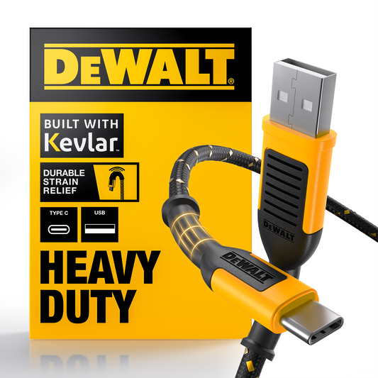 Dewalt 3m USB C to USB Charging Cable - Kevlar Reinforced - Durable
