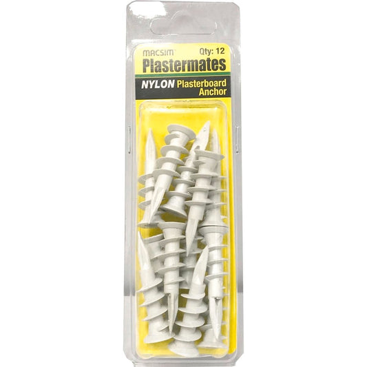 Macsim Plastermate Anchor - 45mm - Nylon - Self Drilling - 12 Pack - Auzzistore