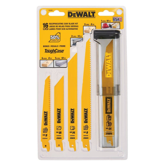 Dewalt 16 Piece Bi Metal Reciprocating Saw Blade Set - Durable - Case - Auzzistore