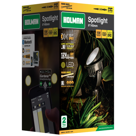 Holman 140mm Warm White Spotlight - 15W - Waterproof - Energy Efficient – view 2