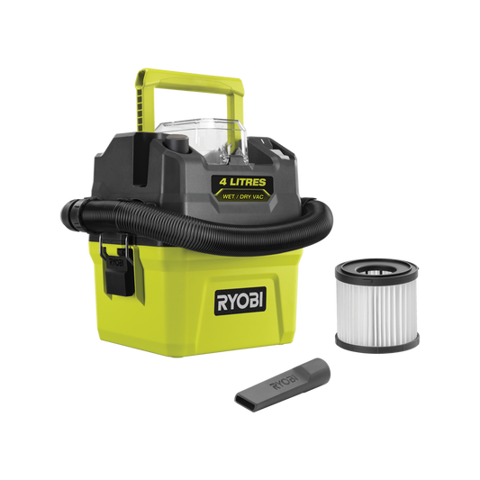 Ryobi 18V ONE+ 4L Wet and Dry Compact Vacuum Tool Only - Lightweight - Portable - IPX4 Water-Resistant