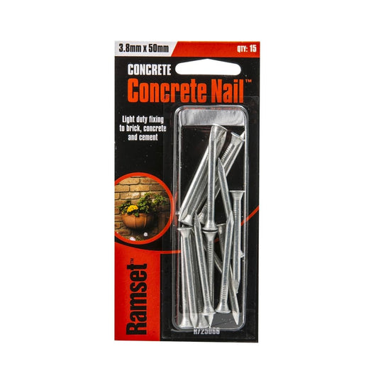 Ramset Concrete Nail 3.8mm x 50mm Zinc Steel 15 Pack Durable - Auzzistore