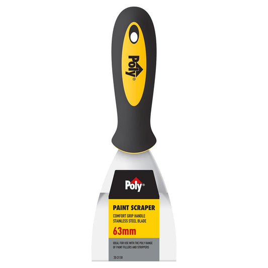 Poly Paint Scraper - 63mm - Stainless Steel - Comfort Grip