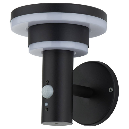 Arlec Solar LED Wall Light 18cm 400lm Black - Motion Sensor - IP44 Weatherproof