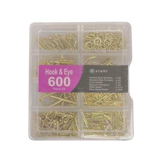 Stahl Hook and Eyescrew Kit - 600 Pieces - Metal - Gold Finish - Auzzistore