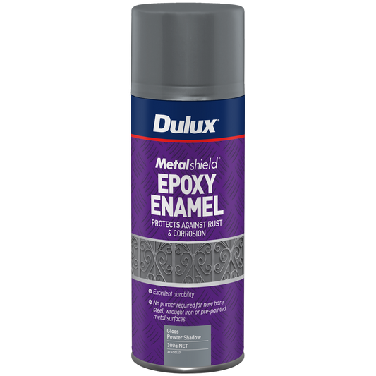 Dulux Metalshield Epoxy Enamel Gloss Spray Paint - 300g - Pewter Shadow - No Primer Required - Auzzistore
