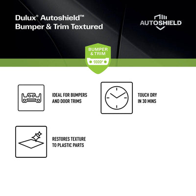 Dulux Autoshield Spray Paint 340g Textured Black Bumper - 0.34L - Excellent Adhesion