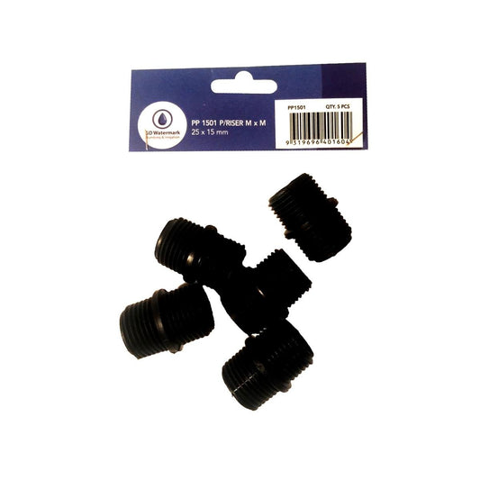 Gd Watermark Irrigation Riser - 15mm x 25mm - Polyethylene - UV Stabilised - 5 Pack - Auzzistore