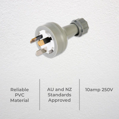 Deta 10A Grey Plug Top - PVC - 3 Core - Flexible - Heavy Duty