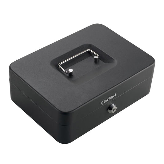 Sandleford Cash Box Large - Black 250mm Steel Portable Secure Storage - Auzzistore
