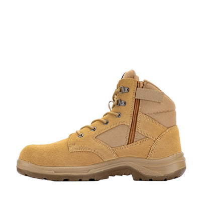 Bata Industrials Men's Wheat Bobcat Zip Side Safety Boot UK Size 10 - Steel Toe - Slip-Resistant - Lightweight