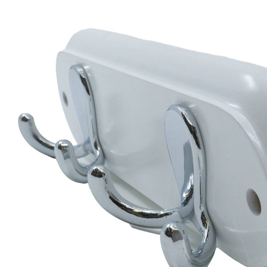Adoored 2 Double Chrome Hook Rack - 225mm x 70mm x 70mm - White/Chrome - Durable – view 2