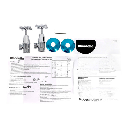 Mondella Cadenza Chrome 1/2 Turn Washing Machine Set - 245mm x 65mm x 245mm - Precise Water Control – view 2