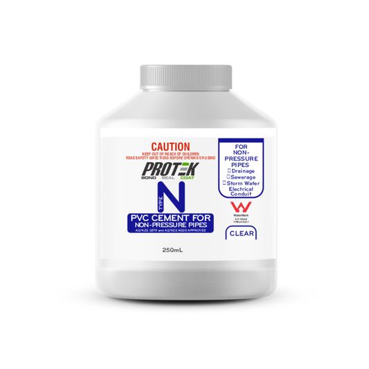 Protek 250ml Type N Clear PVC Cement for Non Pressure Pipes - Auzzistore