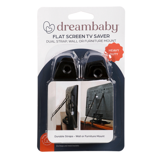 Dreambaby Child Safety Flat Screen TV Saver - Adjustable - Black - Prevents Accidents