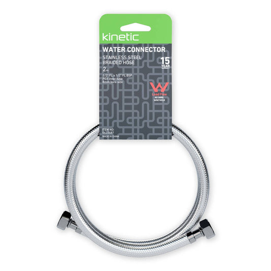 Kinetic 2000mm Stainless Steel Flexible Braided Hose Water Connector - Durable - Corrosion Resistant – view 2