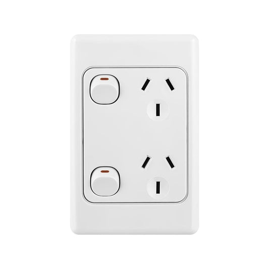 DETA Vertical Double Power Point - 10A Polycarbonate - Stylish Design - Auzzistore