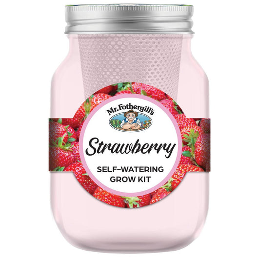 Mr Fothergill's Self Watering Mason Jars Grow Kit Strawberry - 90mm x 172mm - Pink - Easy Maintenance - Auzzistore