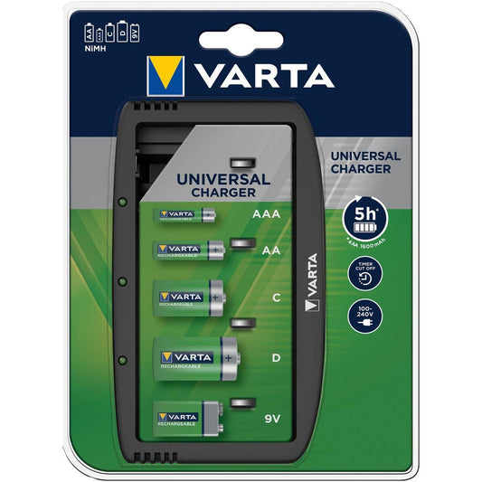 Varta Universal Battery Charger - Charges AA, AAA, C, D, 9V - Black