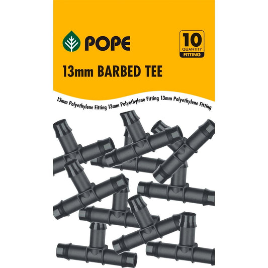 Pope 13mm Barbed Tee 10 Pack - Polypropylene - Secure Installation - Auzzistore