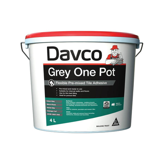 Davco 4L Grey One Pot Premixed Tile Adhesive - Acrylic Based - 6kg