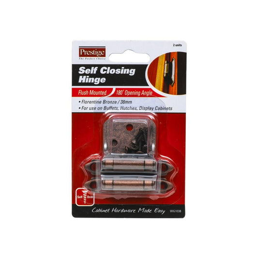 Prestige Self Closing Hinge - 38mm - Steel - Florentine Bronze - 2 Pack