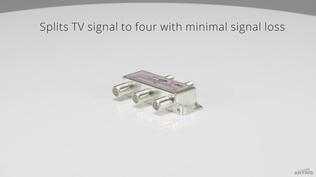 Antsig 4 Way Splitter - Digital TV Signal - Zinc/Aluminium - Indoor Use