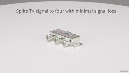 Antsig 4 Way Splitter - Digital TV Signal - Zinc/Aluminium - Indoor Use
