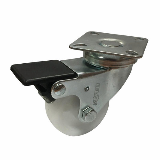 Move It 50mm Polypropylene Swivel Plate Castor with Brake Durable - Auzzistore