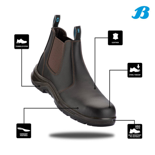 Bata Industrials Brown Meteor Pull On Safety Boot UK Size 10 - Steel Toe - Slip Resistant - Oil & Heat Resistant – view 2