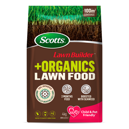 Scotts Lawn Builder - 4kg - Granular - Slow Release + Organics - Auzzistore