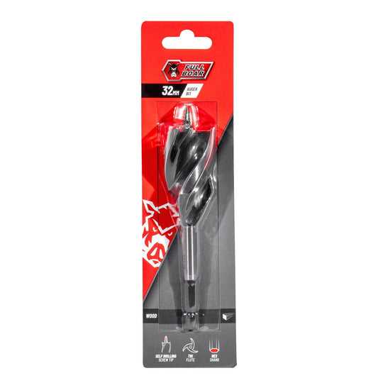 Full Boar 32mm Auger Bit Fab 32 - Steel - Self-Drilling - Tri-Flute Design - Auzzistore
